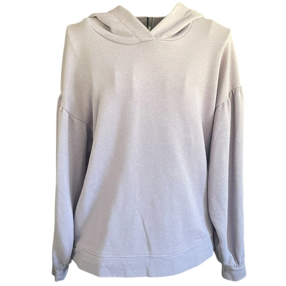 Madewell Lilac Puff Pleat-Sleeve Shrunken Hoodie Sweatshirt Women's Medium